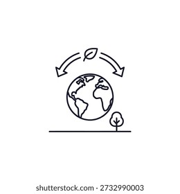 Earth globe with leaf cycle symbolizing environmental conservation and sustainability