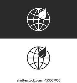 earth globe and leaf icon