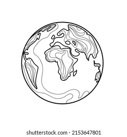 Planeta Tierra Planeta Dibujo mundo gráfico ilustración vector diseño minimalista, minimalismo aislado en fondo blanco.Arte abstracto planetario