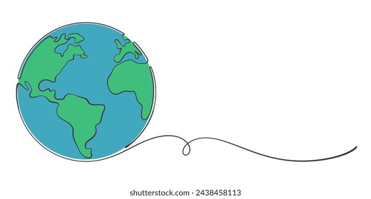 earth globe line art style vector illustration, eart day, environment day illustration