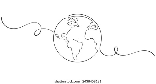 earth globe line art style vector illustration, eart day, environment day illustration