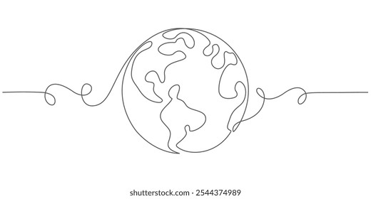 Earth Globe line art style vector illustration