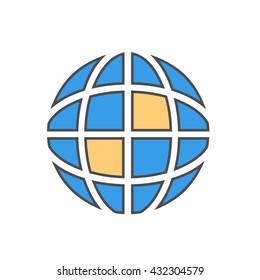 Earth Globe Line Icon