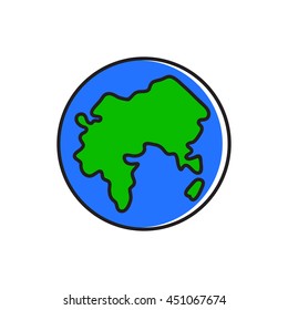 Earth Globe Line Icon