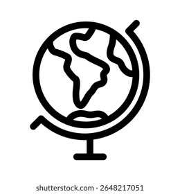 Icono de la línea del globo terráqueo. Símbolo de Vector simple utilizado para la escuela, viajes o temas de educación. Diseño lineal limpio, diseño de trazo fino, aislado en blanco.