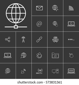 Earth globe. Linear internet icons set. Universal internet icon to use in web and mobile UI. Internet icons sign.