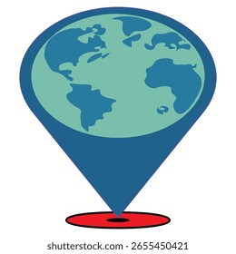 Earth Globe mit Standort-Pin-Symbol für globales Navigationskonzept