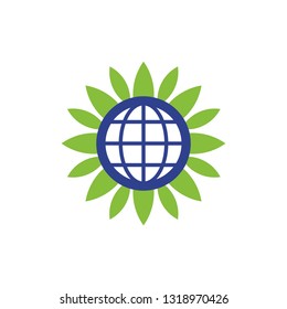 Earth globe logo design vector template