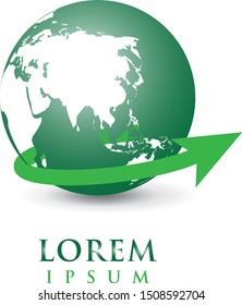 Earth Globe Logo - Isolated On White Background - Vector. Abstract Globe Vector For Web Icon, Map, Tech Logo And Element Design. 3D Icon For Earth, Global, Sphere, Travel Agency, Planet And World Logo