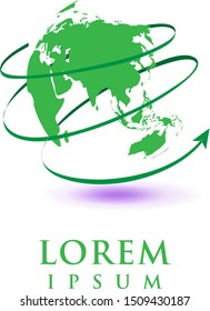 Earth Globe Logo - Isolated On White Background - Vector. Abstract Globe Vector For Web Icon, Map, Tech Logo And Element Design. 3D Icon For Earth, Global, Sphere, Travel Agency, Planet And World Logo