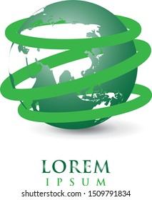 Earth Globe Logo - Isolated On White Background - Vector. Abstract Globe Vector For Web Icon, Map, Tech Logo And Element Design. 3D Icon For Earth, Global, Sphere, Travel Agency, Planet And World Logo
