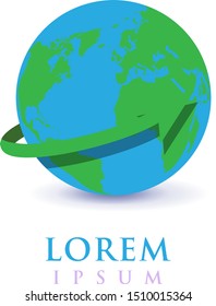 Earth Globe Logo - Isolated On White Background - Vector. Abstract Globe Vector For Web Icon, Map, Tech Logo And Element Design. 3D Icon For Earth, Global, Sphere, Travel Agency, Planet And World Logo