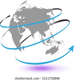 Earth Globe Logo - Isolated On White Background - Vector. Abstract Globe Vector For Web Icon, Map, Tech Logo And Element Design. 3D Icon For Earth, Global, Sphere, Travel Agency, Planet And World Logo