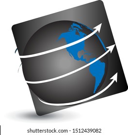 Earth Globe Logo - Isolated On White Background - Vector. Abstract Globe Vector For Web Icon, Map, Tech Logo And Element Design. 3D Icon For Earth, Global, Sphere, Travel Agency, Planet And World Logo