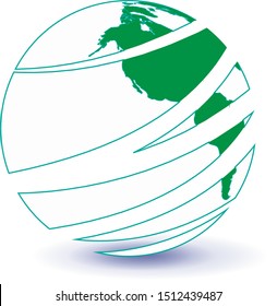 Earth Globe Logo - Isolated On White Background - Vector. Abstract Globe Vector For Web Icon, Map, Tech Logo And Element Design. Icon For Earth, Global, Sphere, Travel Agency, Planet And World Logo