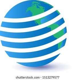Earth Globe Logo - Isolated On White Background - Vector. Abstract Globe Vector For Web Icon, Map, Tech Logo And Element Design. 3D Icon For Earth, Global, Sphere, Travel Agency, Planet And World Logo