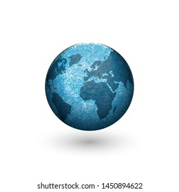 Earth globe logo mockup design, creative 3d shape blue planet with continents