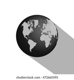 El globo terrestre con una larga sombra