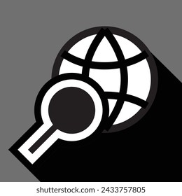 earth or globe with magnifying glass, vector illustration 