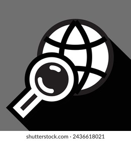 tierra o globo con lupa, ilustración vectorial 