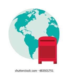 earth globe and mailbox  icon