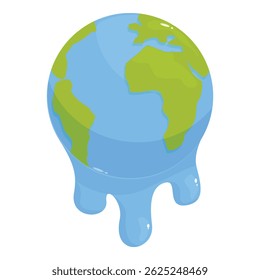 Earth globe melting representing global warming and climate change