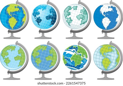 Earth globe models vector illustration