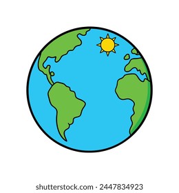 Erdkugel in modernen Designs und Karte der Kontinente der Welt, isoliert auf weißem Hintergrund