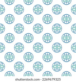 Earth Globe with Money with vector World Corruption concept thin line seamless pattern