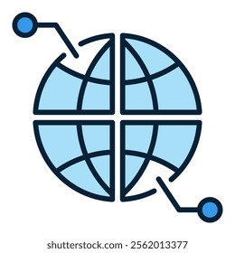 Earth Globe Multipolarity vector concept minimal blue icon or design element