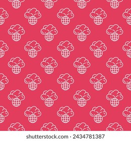 Earth Globe with Mushroom Cloud Explosion vector concept seamless pattern in outline style