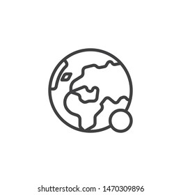 Earth globe notification line icon. linear style sign for mobile concept and web design. Planet notice outline vector icon. Symbol, logo illustration. Vector graphics