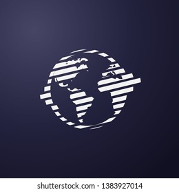 earth globe on dark gradient background icon template