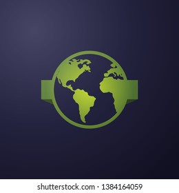 earth globe on dark gradient background icon template