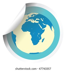 Earth globe on fresh label stick