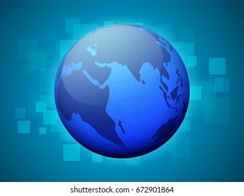 Earth globe on shiny abstract background.
