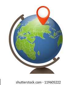 Earth globe on a support