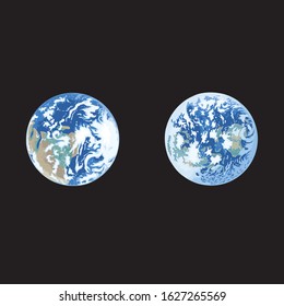 Earth globe on white background vector. Earth hand drawn color illustration.