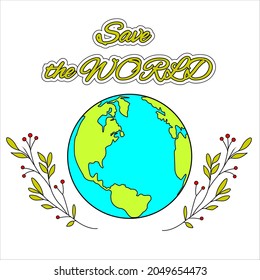 Earth globe on the white background. Eath icon. World map. Banner for environment safety celebration. Save the world.