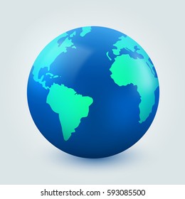 Earth globe on white background. Internet communication concept. Vector illustration
