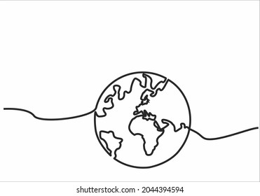 Planeta terrestre dibujo de una línea de mapa mundial ilustración vectorial diseño minimalista de minimalismo aislado en fondo blanco