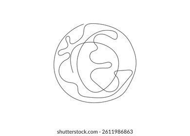Earth globe one line drawing of world map minimalist vector illustration isolated out line vector