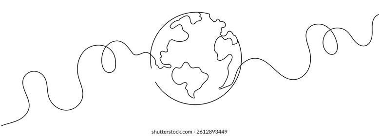 Earth globe one line drawing of world map vector illustration minimalist design of minimalism isolated on white background 