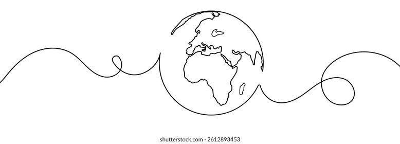Earth globe one line drawing of world map vector illustration minimalist design of minimalism isolated on white background 