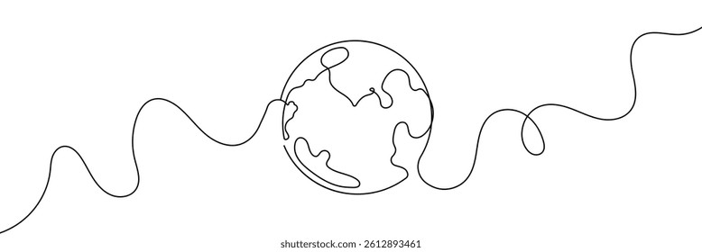 Earth globe one line drawing of world map vector illustration minimalist design of minimalism isolated on white background 