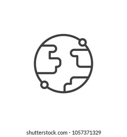 Earth globe outline icon. linear style sign for mobile concept and web design. Planet simple line vector icon. Symbol, logo illustration. Pixel perfect vector graphics
