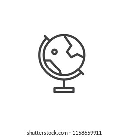 Earth globe outline icon. linear style sign for mobile concept and web design. Globe on stand simple line vector icon. Geography symbol, logo illustration. Pixel perfect vector graphics