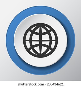 earth, globe paper icon with shadow. Vector illustrations.