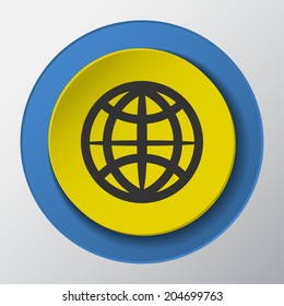 earth, globe paper icon with shadow. Vector illustrations.