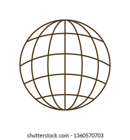 earth globe with parallels and meridians isolated icon